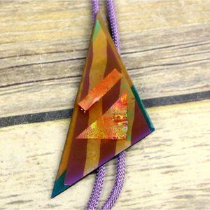Abstract Art Bolo Tie OOAK Artist Signed Purple
